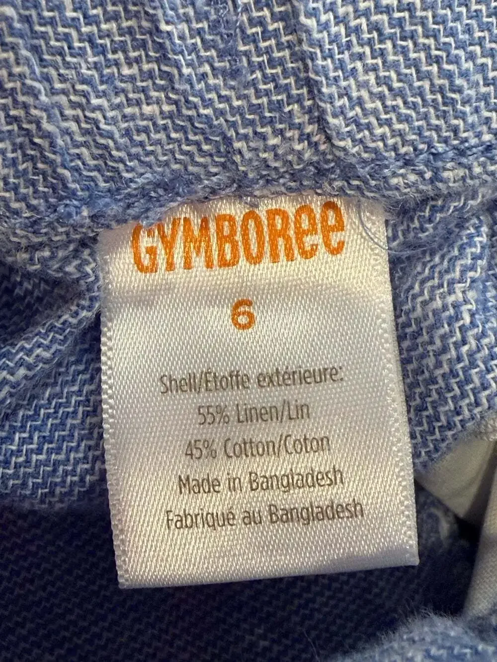Gymboree Pants Boys Size S Blue Linen Blend Elastic Waist Draw String